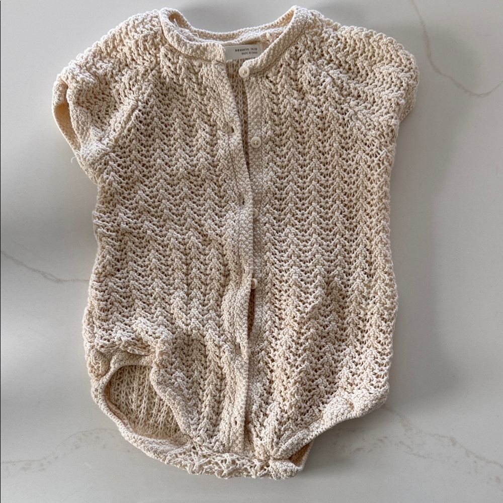 Zara Beige Cream Knit Baby Romper